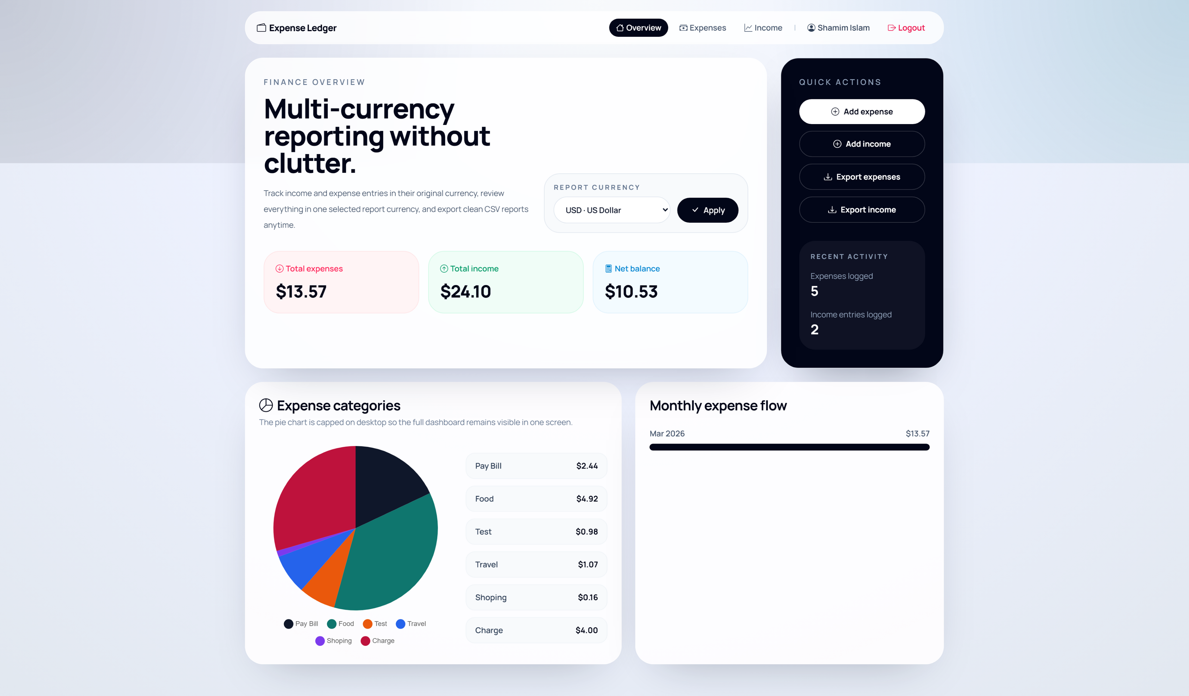 Multi-Currency Expense Tracker preview